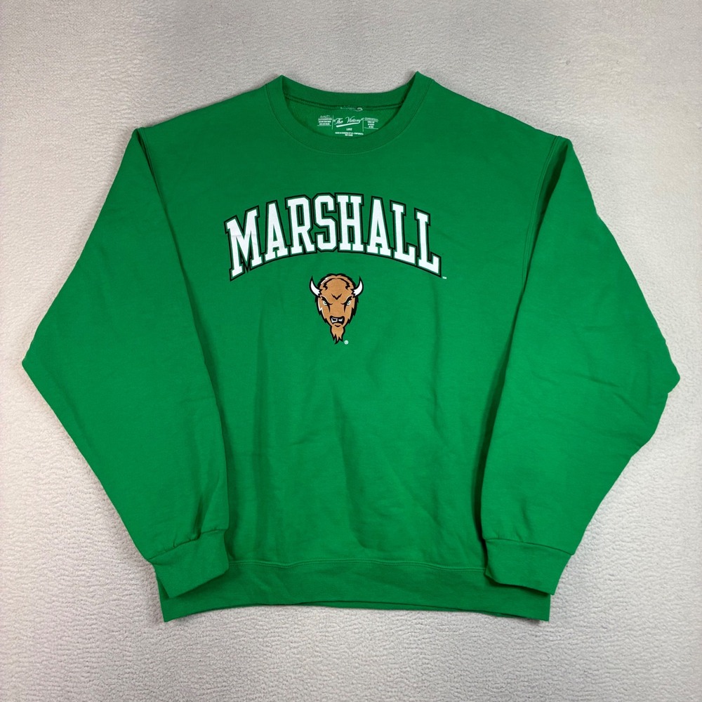 Marshall University Crewneck Sweatshirt Men L Green Pullover Thundering Herd Y2K